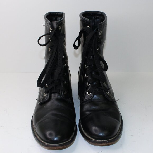 Laredo Black Leather Roper Kiltie Western Ankle Boots (9 US) - Picture 5 of 11